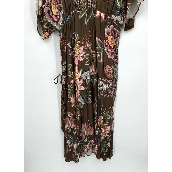 FARM RIO ANTHROPOLOGIE valentina dress maxi kimono sleeve floral boho chic L - Picture 8 of 12